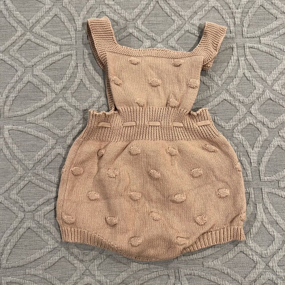 Angou Sz 80 (18-24m) Mauve Popcorn Knit Romper - Picture 3 of 7